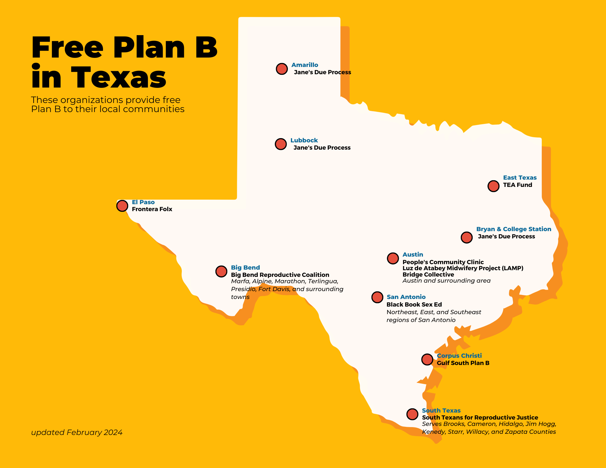 Map of Free Plan B in Texas